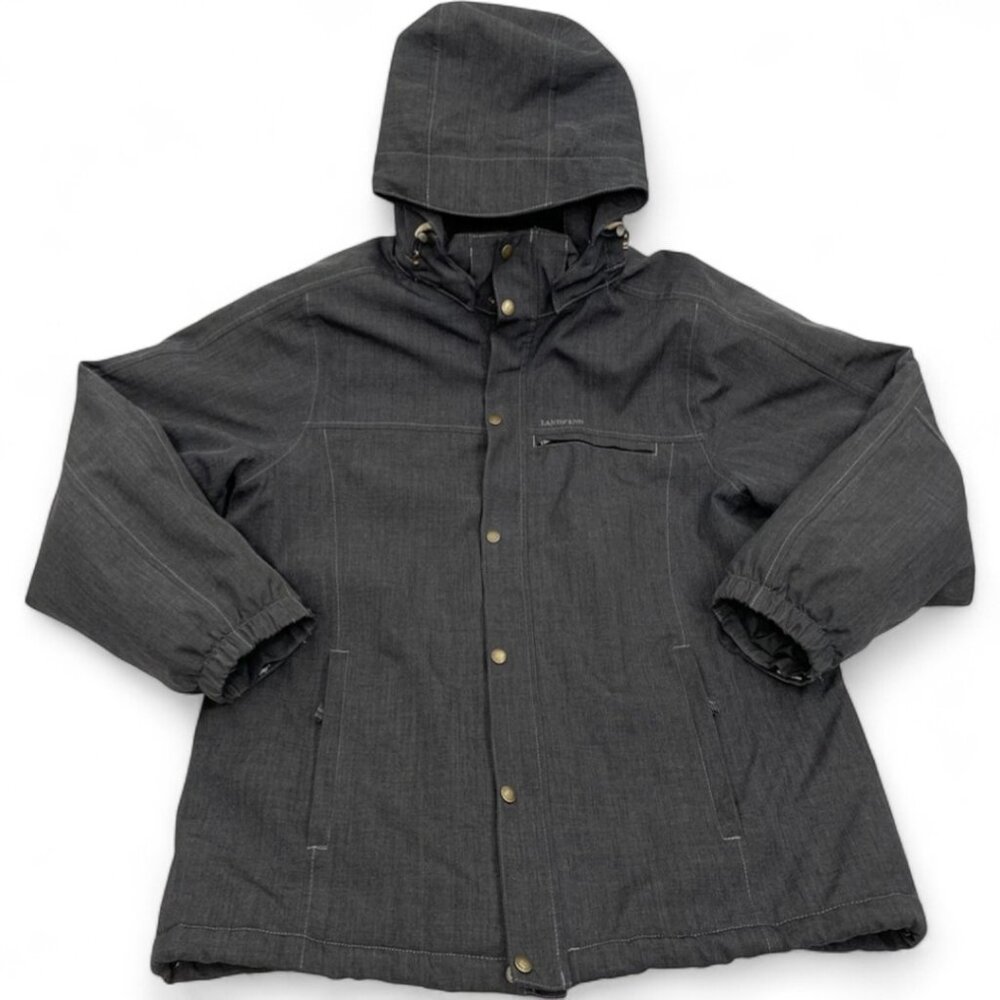 Land's End Removable Hood Parka Insulated Gray Winter Jacket Coat Men's L 42-44
